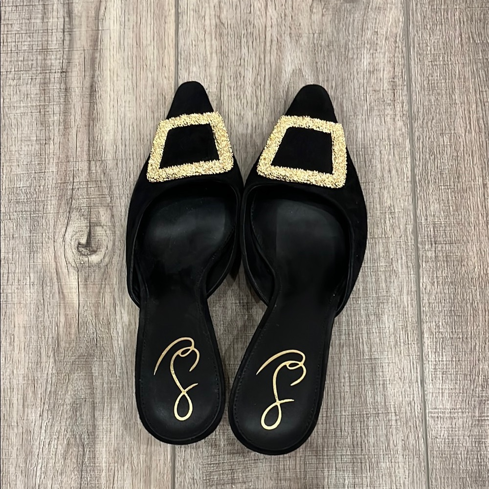 Black Suede Sam Edelman Brit Kitten Heel Mule - Picture 2 of 3